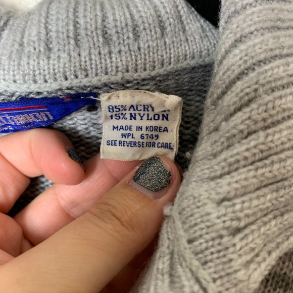 Wotchman Gray Vintage Sweater V Neck Collar - Picture 4 of 12